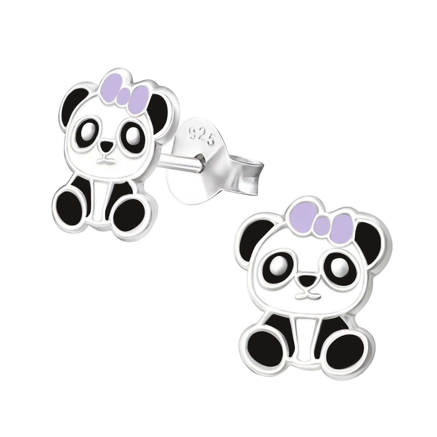 panda children's ear studs sterling silver