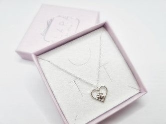 Children's Sterling Silver Necklace with Paw Heart Pendant