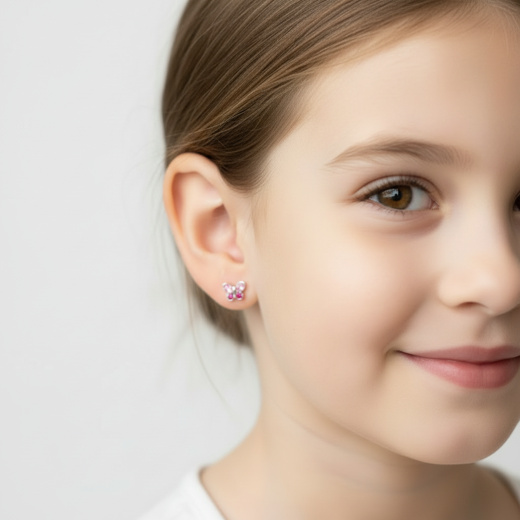 Pink Jewel Butterfly Studs