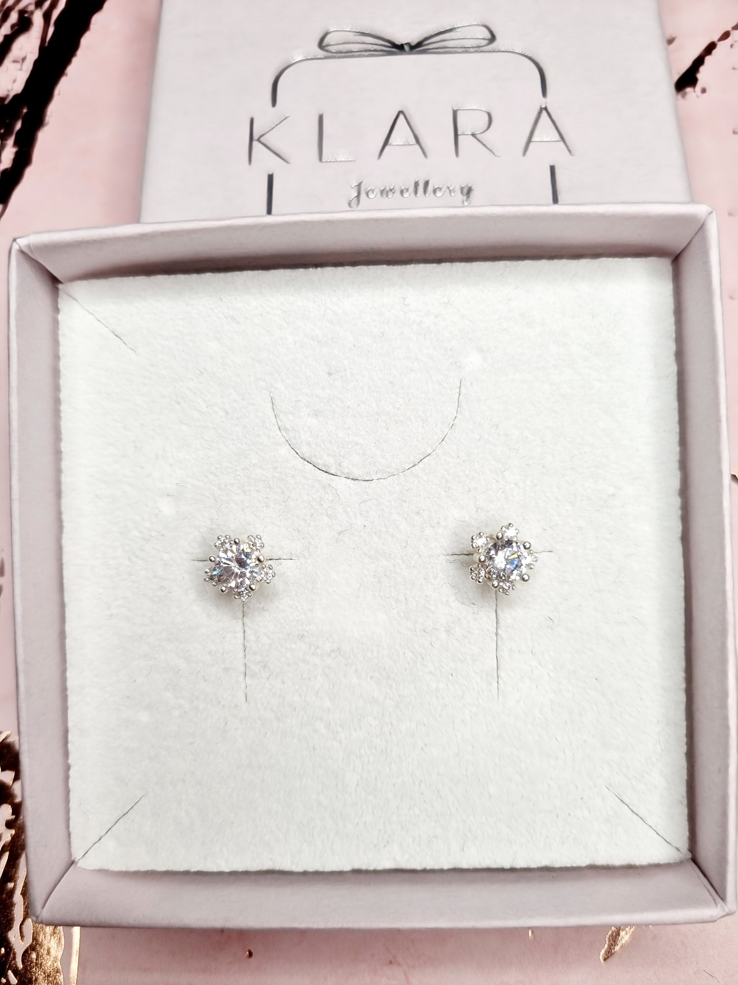 Sterling Silver Clear CZ Round Stud Earrings