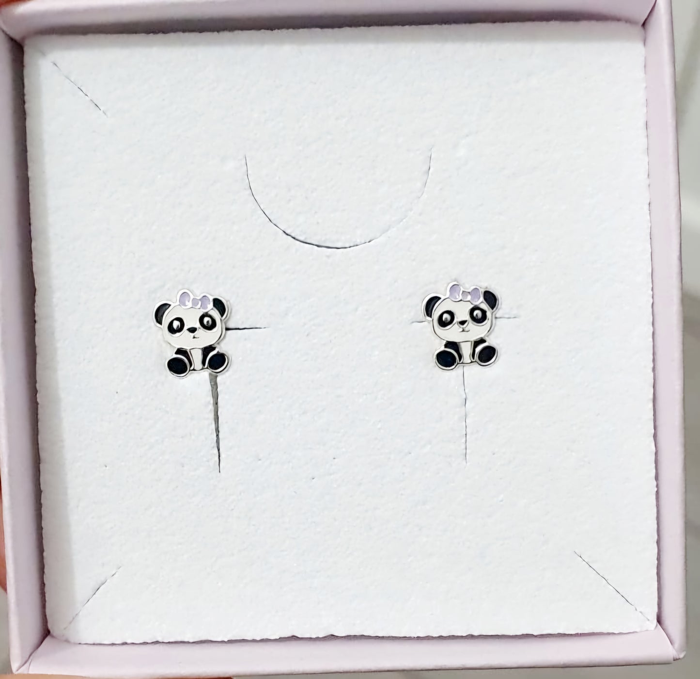 Panda ear studs sterling silver