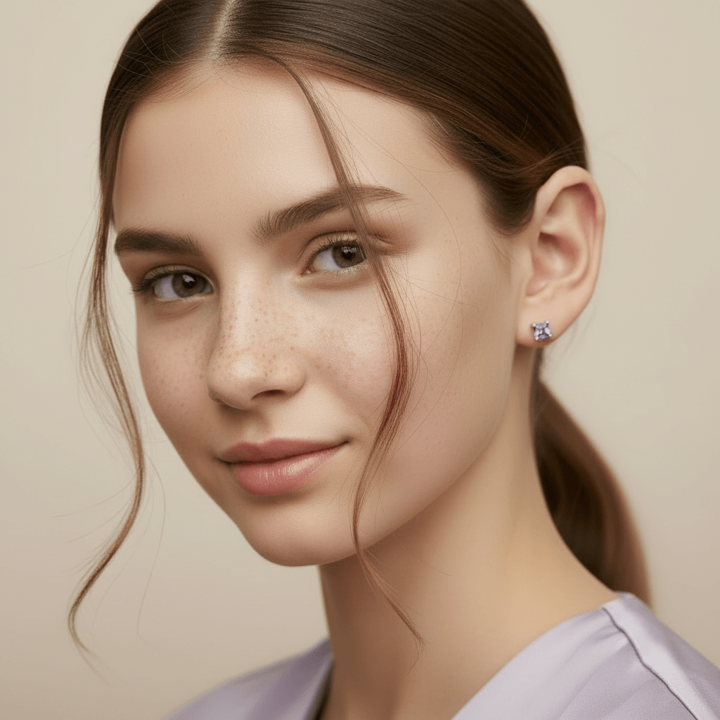 Lilac Square Studs