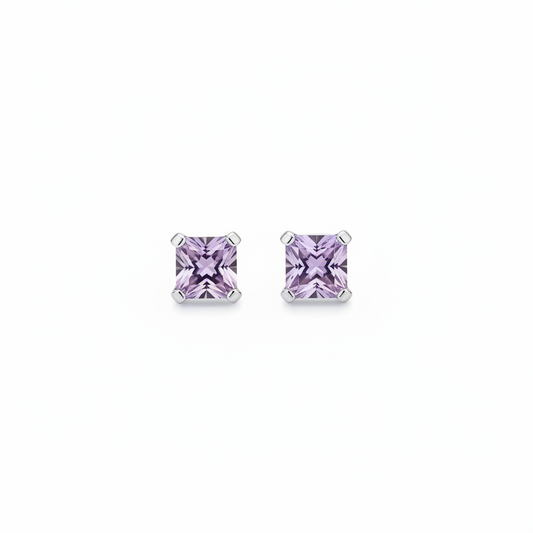 Lilac Square Studs