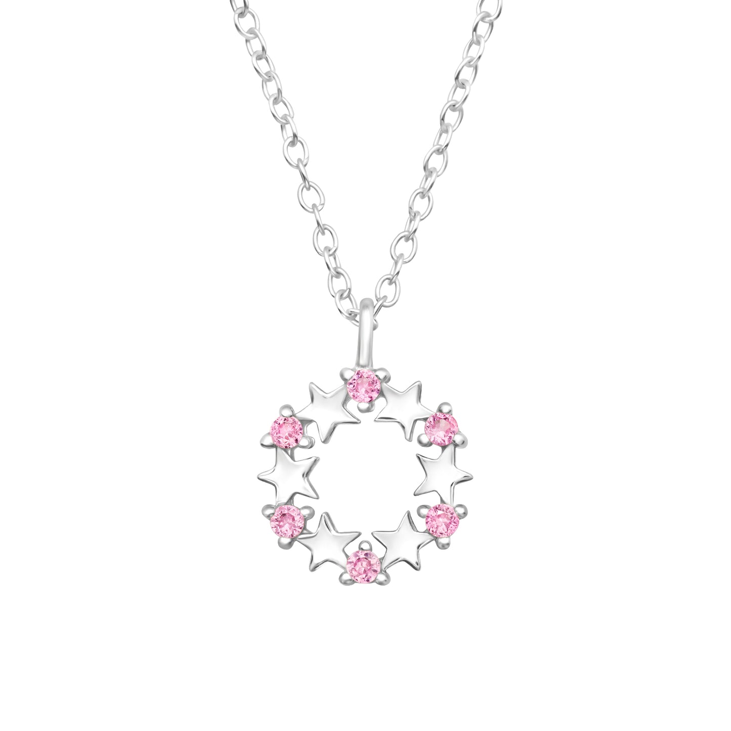 Cubic zirconia pendant necklace girls sterling silver