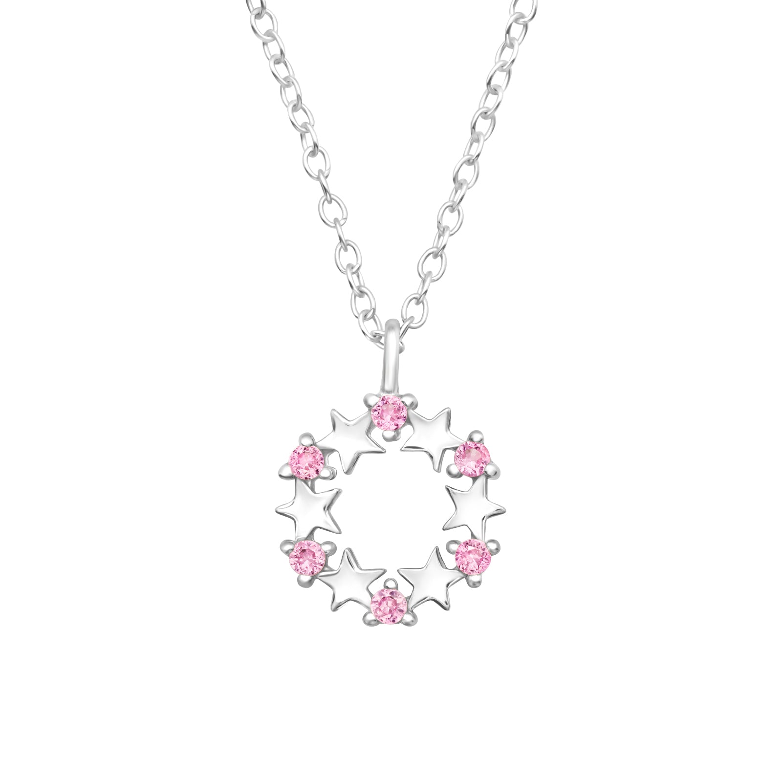 Cubic zirconia pendant necklace girls sterling silver