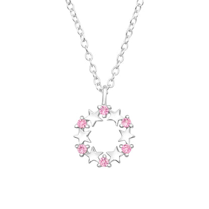 Cubic zirconia pendant necklace girls sterling silver