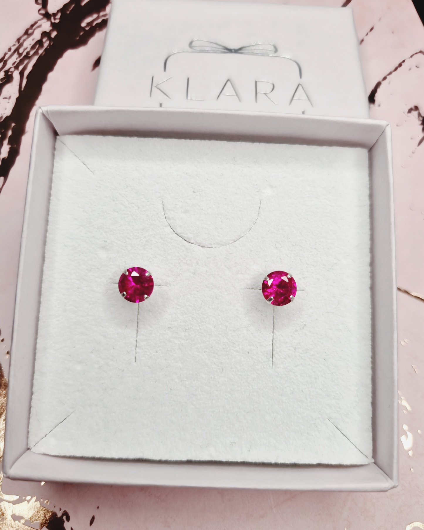 Ruby Round Ear Studs July Birthstone