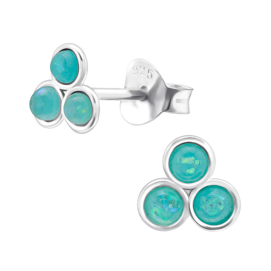 Mini opal studs sterling silver ear studs
