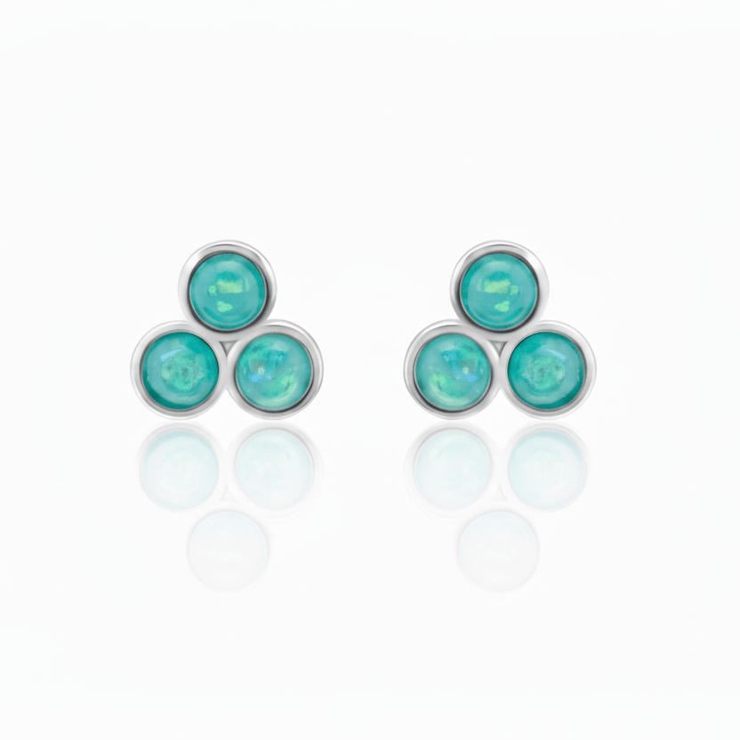 Turquoise Opal Trio Stud Earrings