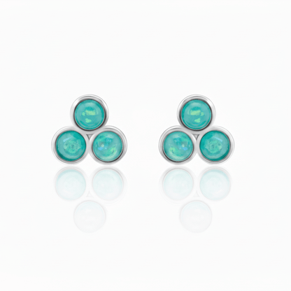 Turquoise Opal Trio Stud Earrings