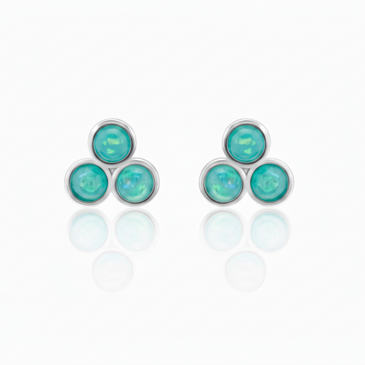 Turquoise Opal Trio Studs