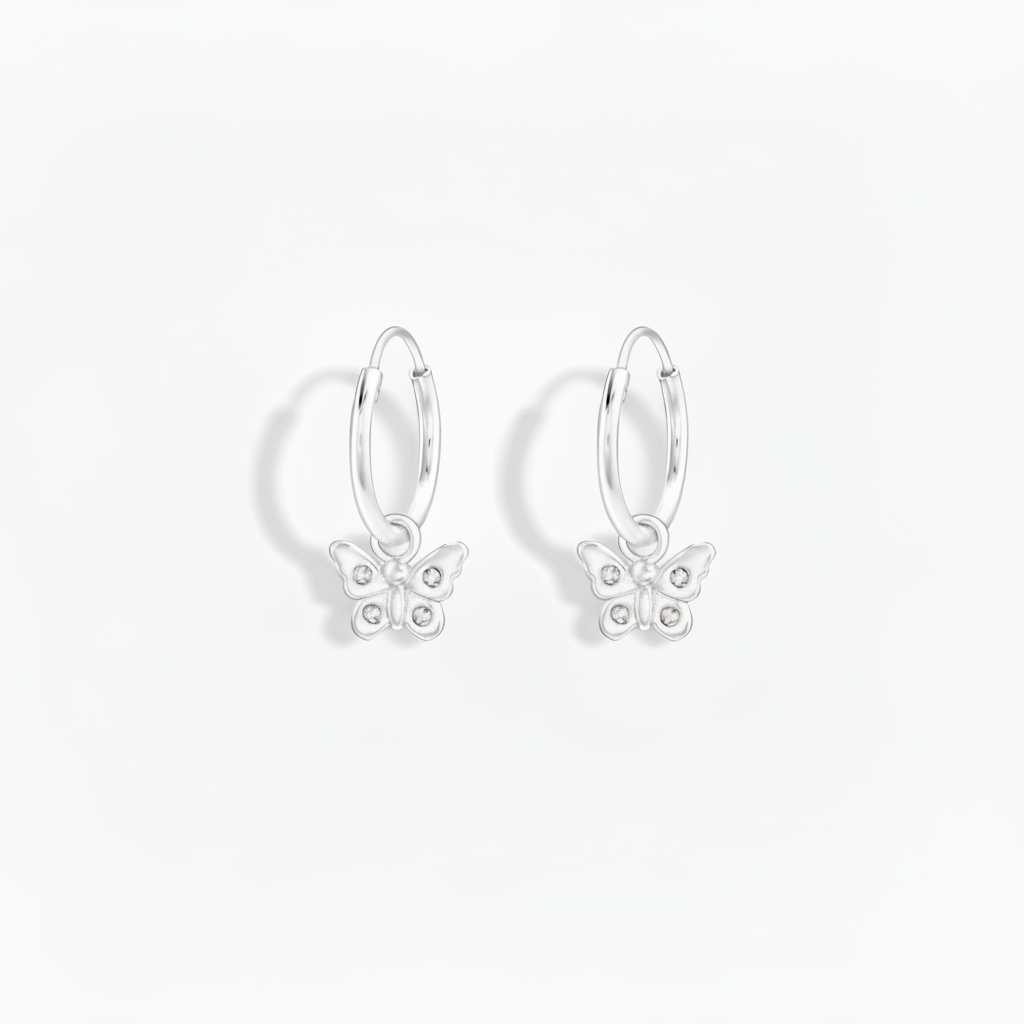 Butterfly Dangle Hoops - Zoomed