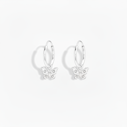 Butterfly Dangle Hoops - Zoomed