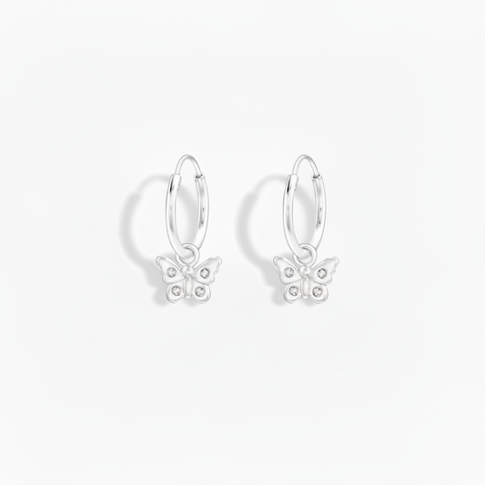 Butterfly Dangle Hoops - Zoomed