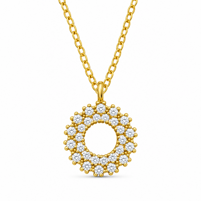 Pave Circle CZ Necklace, Silver, Gold