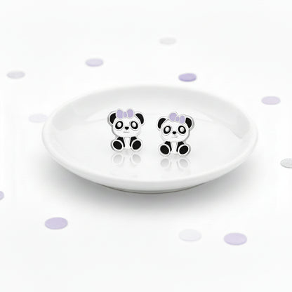 panda children's ear studs sterling silver 