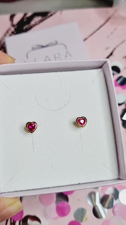 Ruby Heart Studs