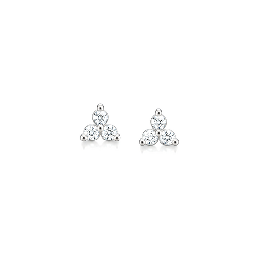 Triple Dot CZ Crystal Stud Earrings, Sterling Silver