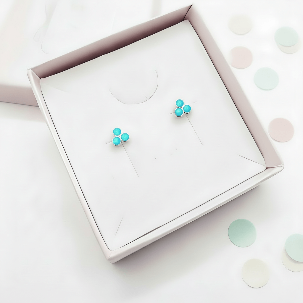 Turquoise Opal Trio Stud Earrings