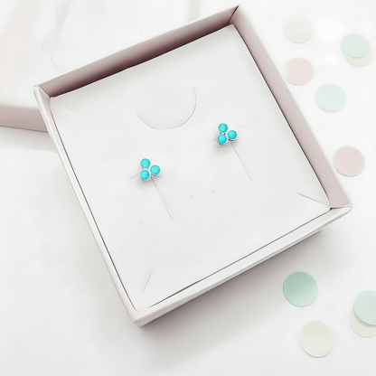 Turquoise Opal Trio Stud Earrings