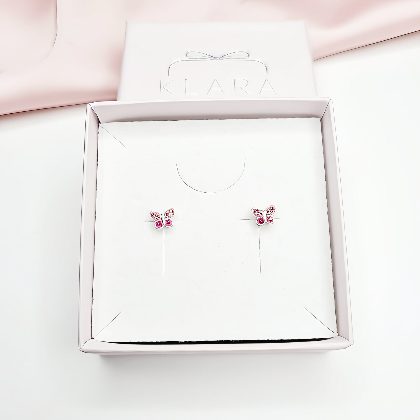 Pink Jewel Butterfly Studs