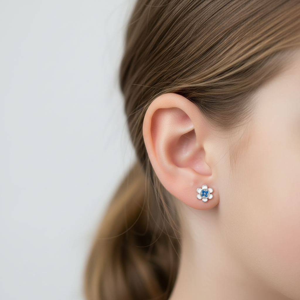 Sapphire Flower Studs