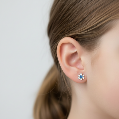 Sapphire Flower Studs