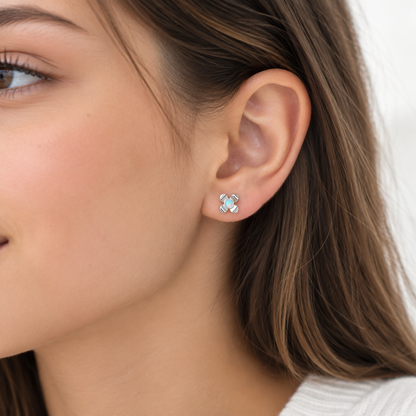 Opal Flower Silver Studs