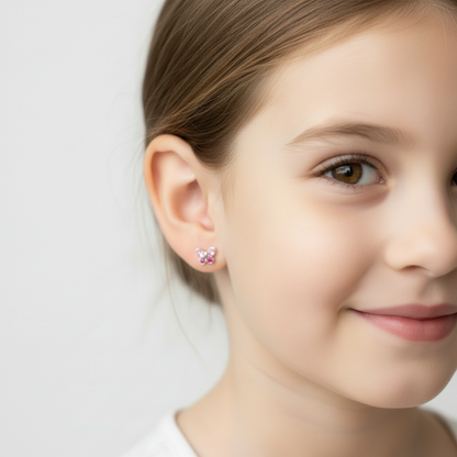 Pink Jewel Butterfly Studs
