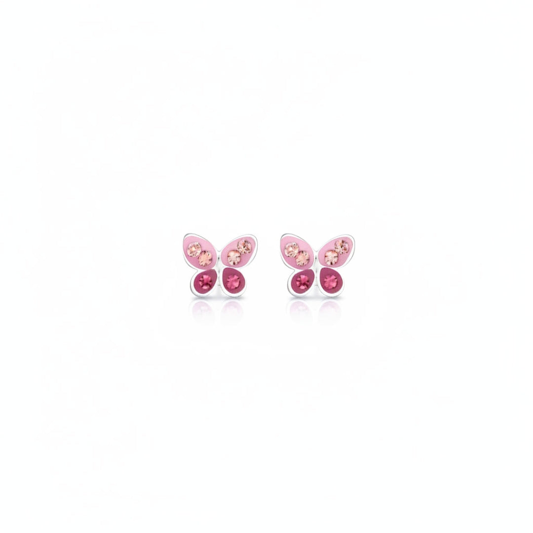 Pink Jewel Butterfly Studs