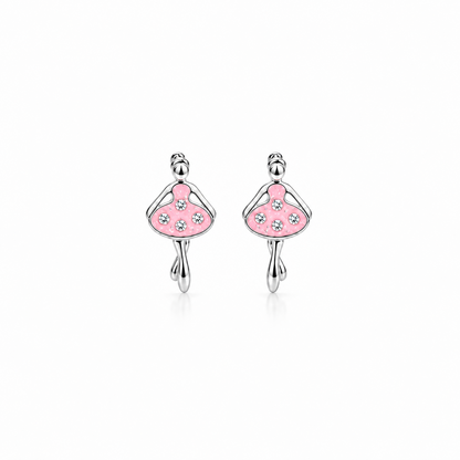 Children's Pink Ballerina Studs, Silver