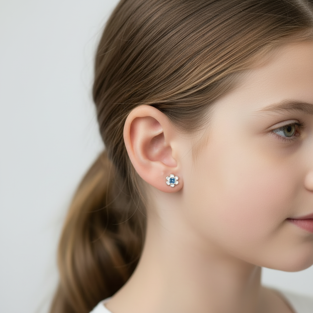 Sapphire Flower Studs